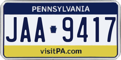 PA license plate JAA9417