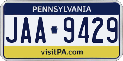 PA license plate JAA9429