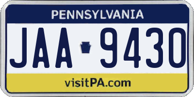 PA license plate JAA9430