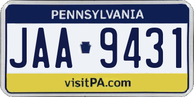 PA license plate JAA9431