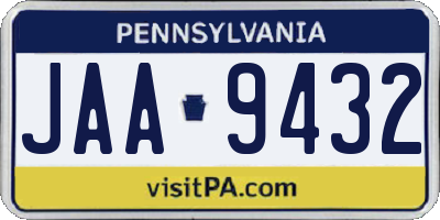 PA license plate JAA9432