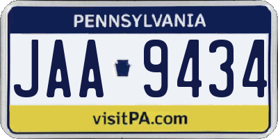 PA license plate JAA9434