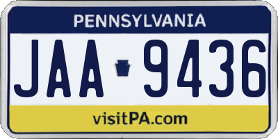 PA license plate JAA9436