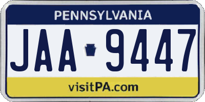 PA license plate JAA9447