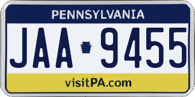 PA license plate JAA9455