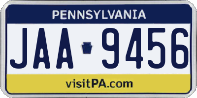 PA license plate JAA9456