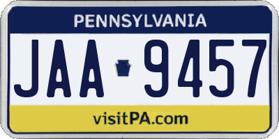 PA license plate JAA9457