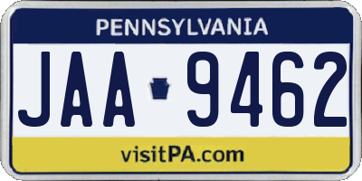 PA license plate JAA9462