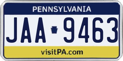 PA license plate JAA9463