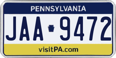 PA license plate JAA9472