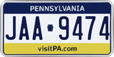 PA license plate JAA9474