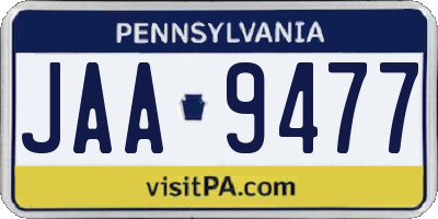 PA license plate JAA9477