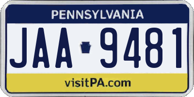 PA license plate JAA9481