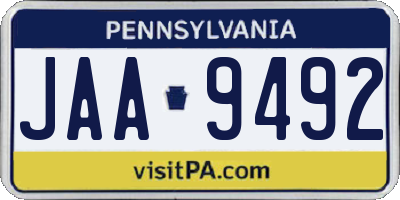 PA license plate JAA9492