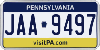 PA license plate JAA9497