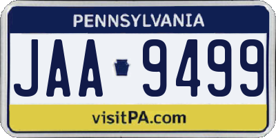 PA license plate JAA9499