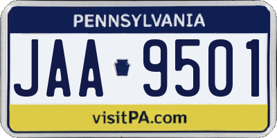 PA license plate JAA9501