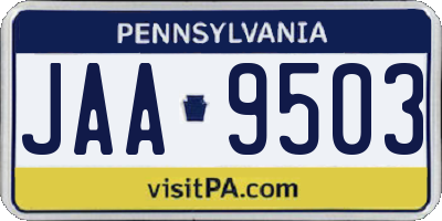 PA license plate JAA9503