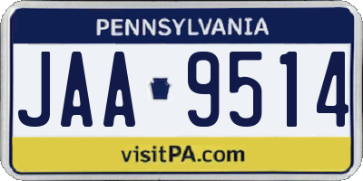 PA license plate JAA9514