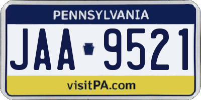 PA license plate JAA9521