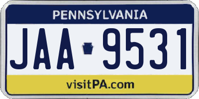 PA license plate JAA9531