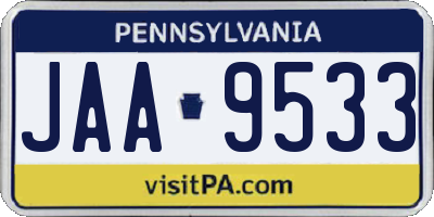 PA license plate JAA9533