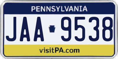 PA license plate JAA9538