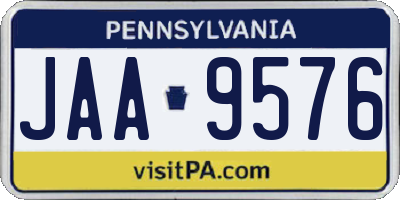 PA license plate JAA9576