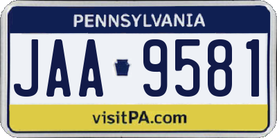 PA license plate JAA9581