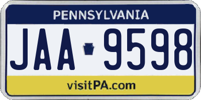 PA license plate JAA9598