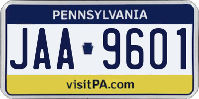 PA license plate JAA9601