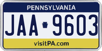 PA license plate JAA9603