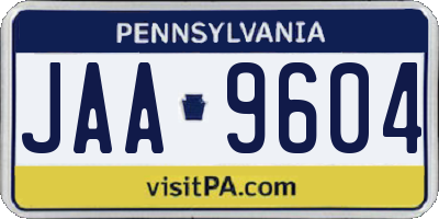 PA license plate JAA9604