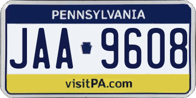 PA license plate JAA9608