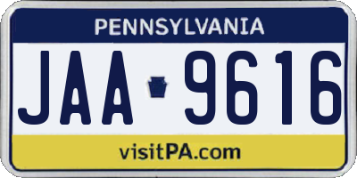 PA license plate JAA9616