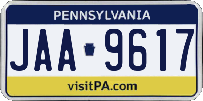 PA license plate JAA9617