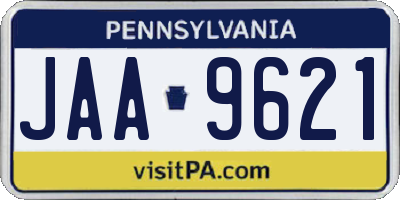 PA license plate JAA9621