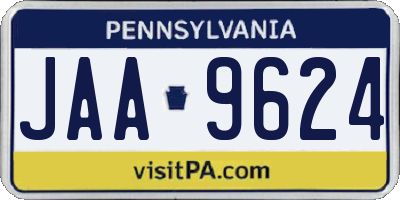 PA license plate JAA9624