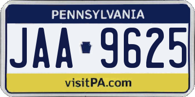 PA license plate JAA9625