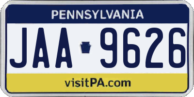PA license plate JAA9626