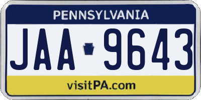 PA license plate JAA9643