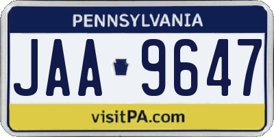 PA license plate JAA9647