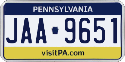 PA license plate JAA9651