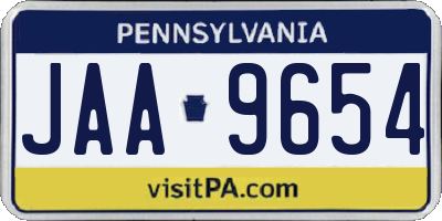 PA license plate JAA9654