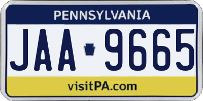 PA license plate JAA9665