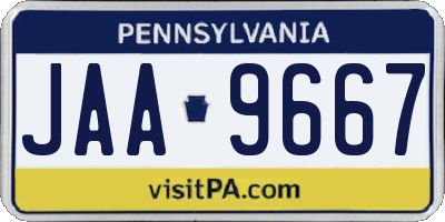 PA license plate JAA9667