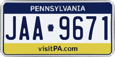 PA license plate JAA9671