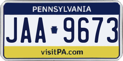 PA license plate JAA9673