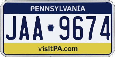 PA license plate JAA9674