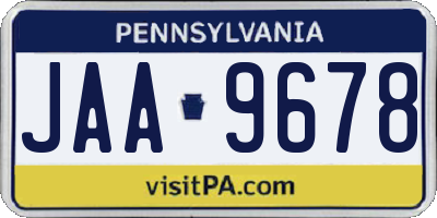 PA license plate JAA9678